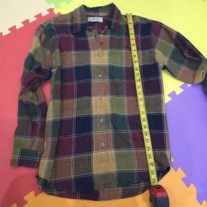 Angelique Women's Cotton Plaid Button Up Shirt Medium Patchwork Multi-Color Boho